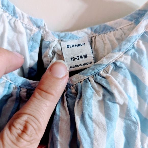 Old navy 24 months vertical striped dress blue and white - Picture 3 of 3